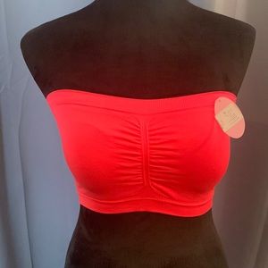 BRAND NEW W/TAG One Size neon orange Bandeau by Anemone.  Built in bra.